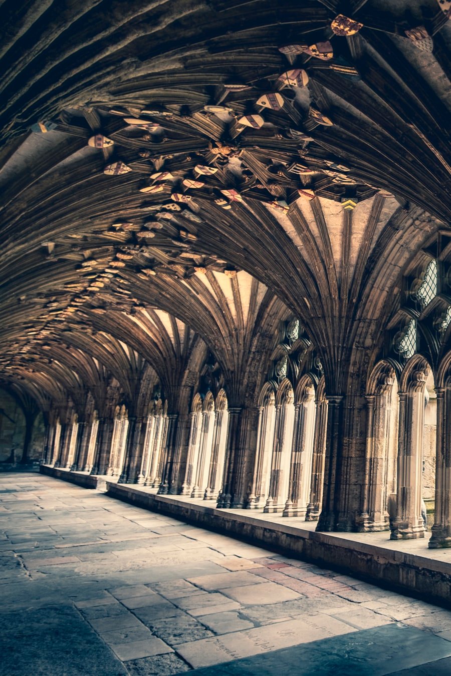 Vaulted gothic cloister of the 14th-century castle that houses the restaurant