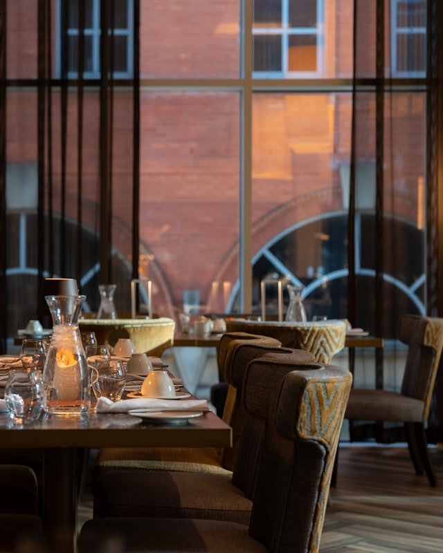 The chef's table dressed for service